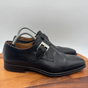 Magnanni Marco Shoes Men's 9.5 Monk Strap Dress Black Leather Casual Oxfords - Picture 1 of 11