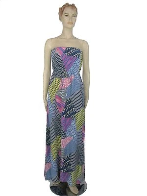 NUEVO CON ETIQUETAS $395 CYNTHIA STEFFE Vestido Maxi Sin Tirantes Seda Estampado Talla 8   Foto 1 de 4