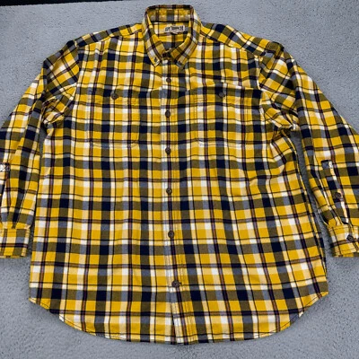 DULUTH Flannel Button Up Shirt Adult XL Gold Blue Plaid Long Sleeve Standard - Image 1 of 4