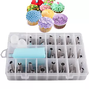 More details for 24 pieces icing piping nozzle tool set box – cake cupcake sugarcraft decorating