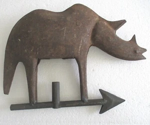ANTIQUE OLD VINTAGE IRON RHINO WEATHER VANE - Picture 1 of 8