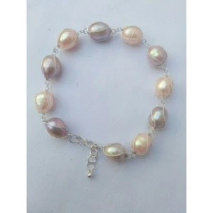 Pulsera de perlas de agua dulce de plata de ley 925 con cuentas Lombok playa joyería regalo - Imagen 1 de 1