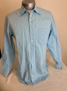 Mens Peter Milar Blue And White Gingham Button Up Shirt Size Medium - Picture 1 of 5