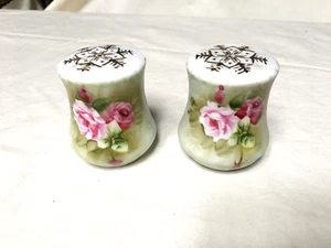 Sale e pepe antiche in ceramica dipinte a mano e fiocco di neve in oro - Foto 1 di 5