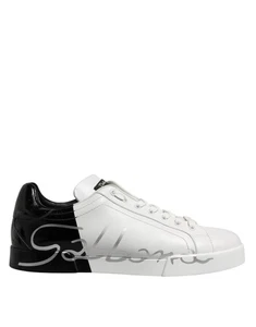 Dolce&Gabbana Hombres Blanco Tenis 100% Cuero Logo Estampado Entrenador Zapatos Talla 39 EUR - Imagen 1 de 8