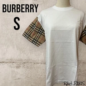 【BURBERRY】Burberry T-shirt White x Vintage Check S Unused - Picture 1 of 5