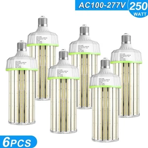 6Pcs 250W LED Corn Cob Bulb E39 Mogul Base Replace 1200W MH Warehouse Lamp 6000K - Picture 1 of 12