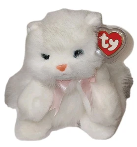 Neu mit Etikett * Ty Classic Plüsch - Engel die weiße Katze mit rosa Band (12 Zoll) MWNMT - Bild 1 von 11