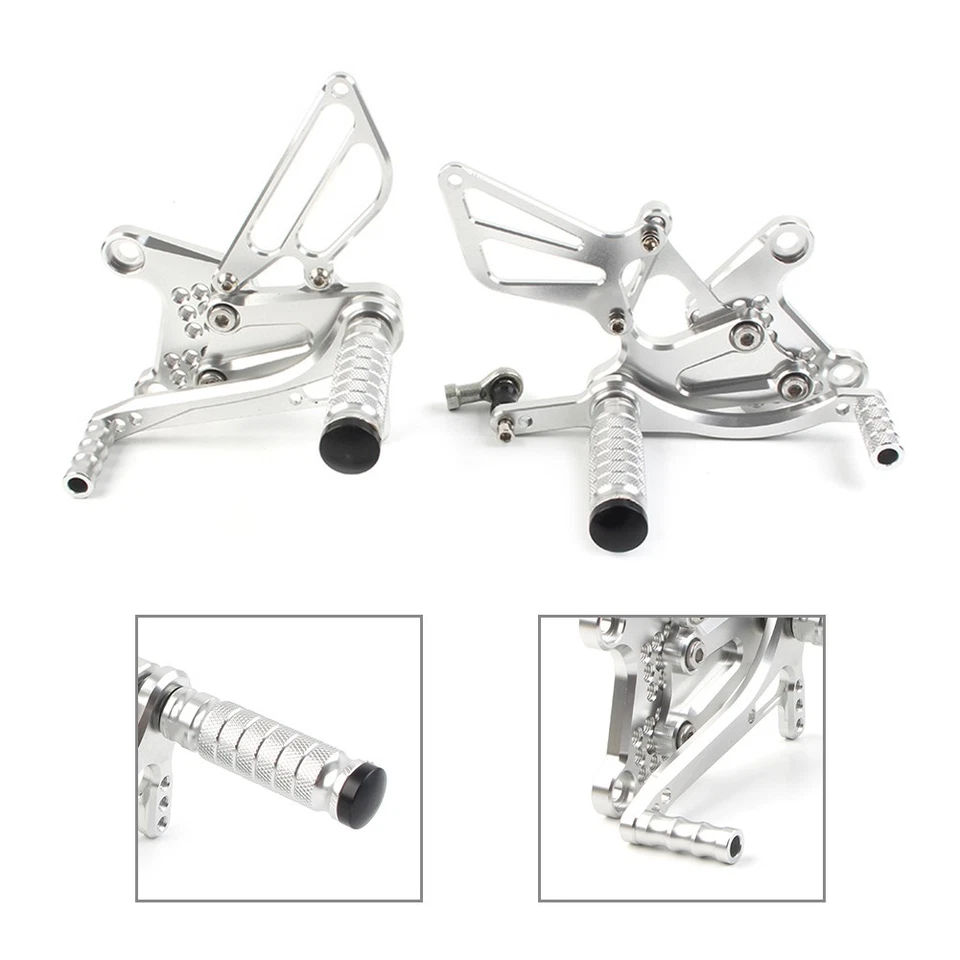 CNC Adjustable Rearset Rear Set Footpegs Footrest Fit Honda NSF100 NSR50 Silver Foto 1 de 1