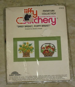 Jiffy Stitchery Kit #1012 Daisy & Poppy Basket Miniature Collection NEW Vintage - Picture 1 of 1