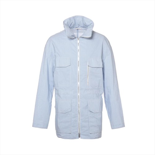 Giacca Hermès 24SS cotone e poliestere 48 uomo blu x bianco conservazione alimenti