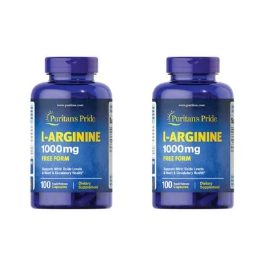 2PK Puritan's Pride L-Arginina 1000 mg - 100 Cápsulas_CAD 03 2026 Foto 1 de 3