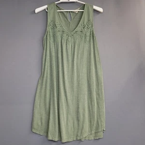Lucky Brand Kleid Damen XL grün ärmellos Ösen Spitze Boho Tunika Schlüsselloch Top - Bild 1 von 13