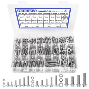 360PCS M5 M6 M8 Flange Hex Head Bolts and Nuts Assortment Kit, 304 Stainless ... - Picture 1 of 8