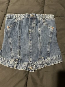 Zara Woman's Denim TRF Corsetry-Inspired Top Blue Denim Sz Medium - Picture 1 of 10