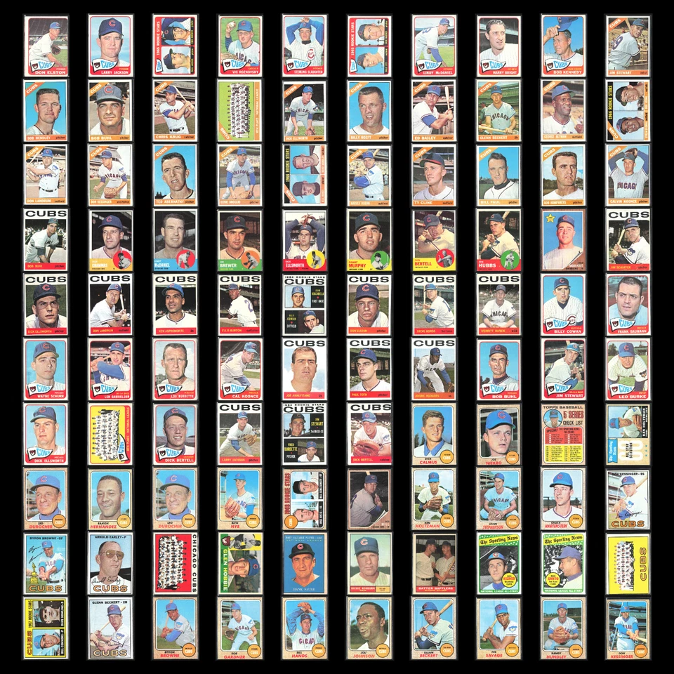 Lote Vintage Chicago Cubs Sem Duplicatas 100 Cartões de Beisebol Topps Dealer Bulk Muito Bom Estado - Imagem 1 de 4