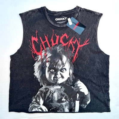 Camisa Recortada Chucky Sin Mangas Gráfica Envejecida Película de Terror Talla Grande 1 Nueva Con Etiquetas Foto 1 de 4