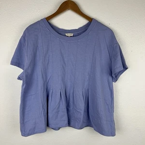 Pilcro Swing-T-Shirt Damen XL blau Plissee Baumwolle Oversized Cropped - Bild 1 von 4