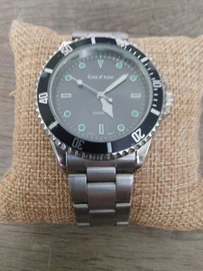 Cote d'Azur Quarzuhr Herren Drehlünette Silber/Schwarz braucht neue Batterie  - Bild 1 von 7