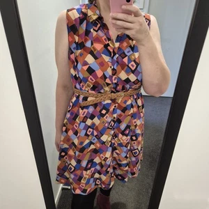 Gorman 100% Silk button-up dress, size 14. Beautiful Pleating At Shoulder & Back - Picture 1 of 8