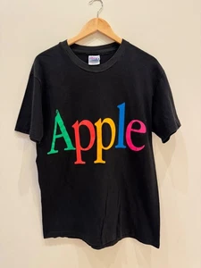 Vintage 1990s Apple Logo Rainbow Letter Spellout Shirt Black Hanes Beefy-T M - Bild 1 von 7