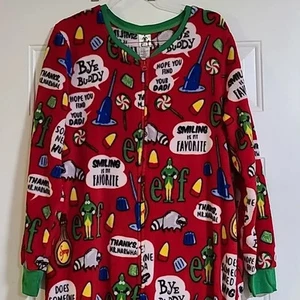 Buddy Elf One Piece Fuzzy Pajamas Sleepwear PJ's Adult sz 2X Christmas Unisex - Picture 1 of 6