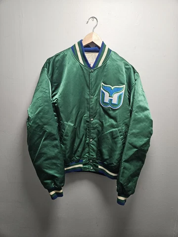 Vintage Hartford Whalers Starter Satin Jacket Size XL 80s NHL Hockey Green Cover