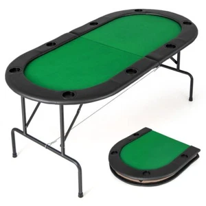 Table de jeu pliable en carton avec 8 porte-gobelets et accoudoirs confortables - Vert - Photo 1/4