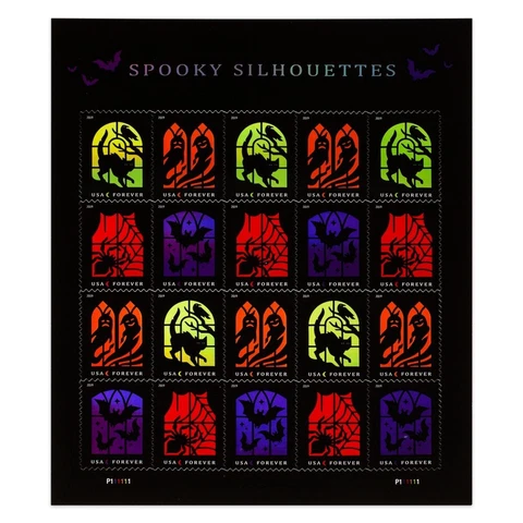 2019 #5420-5423 Forever Holographic Spooky Silhouettes Halloween 20 stamps MNH Cover