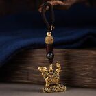 Brass Chicken Keychain Pendant Animal Figure Woven Rope Lanyard Keyring Ornament