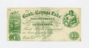 1860's 15c Unknown Issuer - Painted Post, NEW YORK Scrip at Bank of Cayuga Lake - Picture 1 of 2