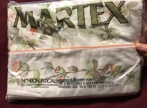 Martex Queen Flat Sheet Vintage Porcelain Rose Floral Flowers Light Pastels NEW - Picture 1 of 5