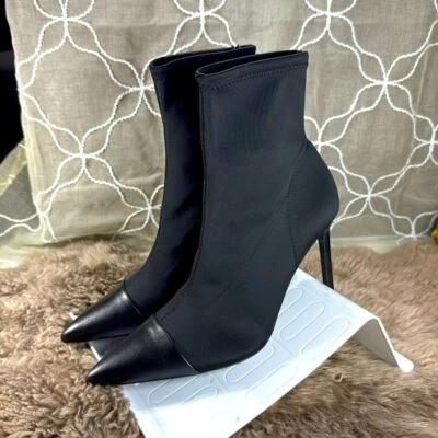 (W2) Botines Zara Negro Tacón Stiletto con Puntera Punta, Talla 40/9US, Sin Cordones Foto 1 de 4