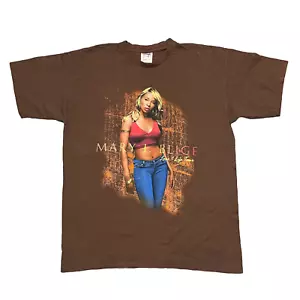 Vintage Mary J Blige Shirt XL Brown Y2K Tour Concert Rap Tee Hip Hop Band Tee - Picture 1 of 13