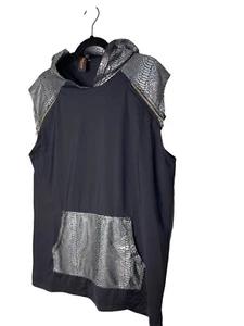 J Valentine Mens Medium Large M/L Hooded Sleeveless Shirt Rave Zipper Festival - Picture 1 of 9
