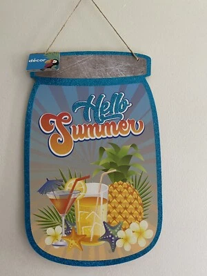 Placa de madera para colgar arte de pared Hello Summer SEASON SIGN  Foto 1 de 3