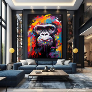 Bilder auf Leinwand Abstrakter Gorilla Affe Tierbild Poster und Drucke Wandkunst