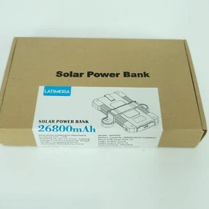 26800Mah Solar Power Bank RED Battery Pack Solar Charger Flashlight & Suction - Picture 1 of 5