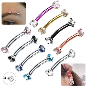 5-10Pcs 16G Eyebrow Ring Piercing Surgical Steel CZ Gem Lip Daith Curved Barbell - Picture 1 of 9