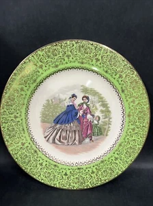 Vtg Imperial By Salem China Service Plate 10.5” 23K Gold Victorian Ladies USA - Picture 1 of 10