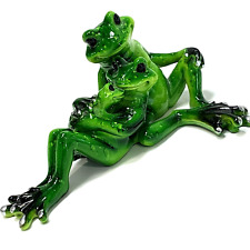 Group Cuddle - Glossy Green FROG FAMILY FIGURINE 13cm L -  Poly Resin