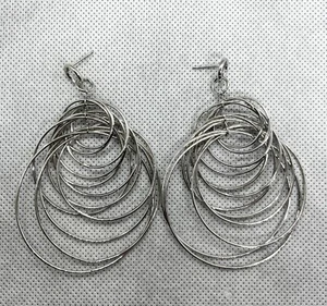 Fashionable Gold Silver Multi Layered Circle Shape Dangle Post Bohemian Earrings - Picture 1 of 2
