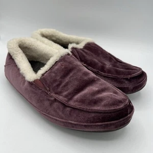 Olukai Women's Kuuna Lanui Red Ginger Shearling Velvet Slippers Sz 10 Purple GUC - Picture 1 of 12