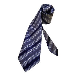 ERMENEGILDO ZEGNA BLACK TAG Blue Striped Luxury Silk Tie Italy W: 3" EX COND