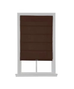 Cordless Blackout Fabric Roman Shade 39"W X 64"L Chocolate, HomeCollection 722 - Picture 1 of 5