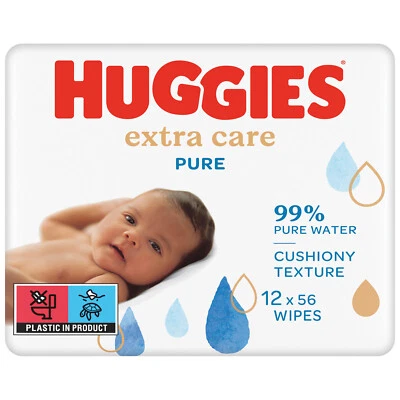 Huggies Pure Extra Care Baby Feuchttücher Tücher Parfümfrei 12 x 56 Stk.