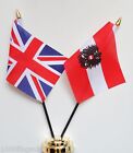 United Kingdom & Austria State Eagle Double Friendship Table Flag Set