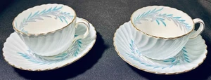 2-Cup & Saucer Sets  Symphony Blue by MINTON, Very Good Condition 2 cups 2 Sauce - Picture 1 of 5
