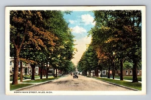 Postal de colección Niles MI-Michigan, distrito residencial, North Main Street - Imagen 1 de 2