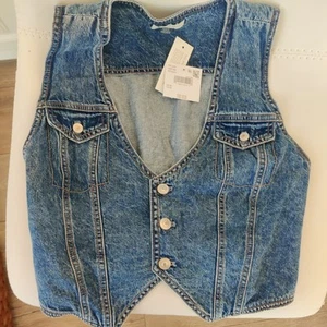 NWT American Eagle Sexy Denim Vest $50 retail size M - Picture 1 of 6